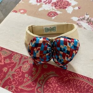 Small dog Disney collar bow tie, multi color Mickey. Never used.